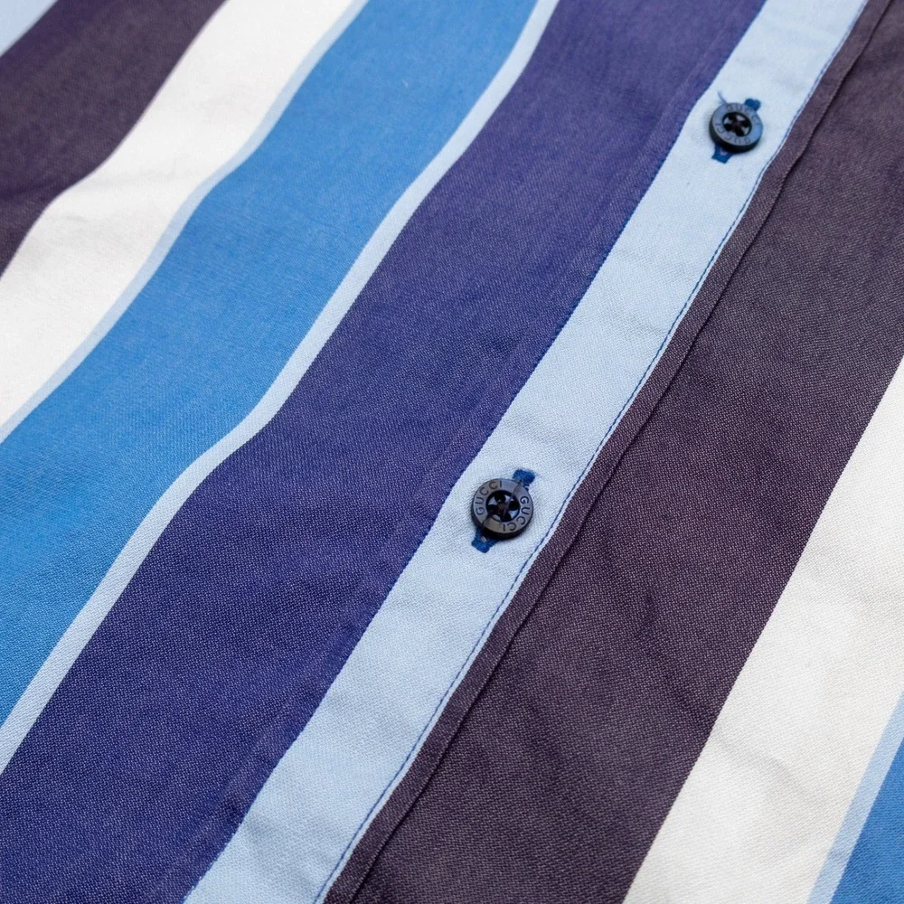 Gucci Blue and White Striped Dress Shirt